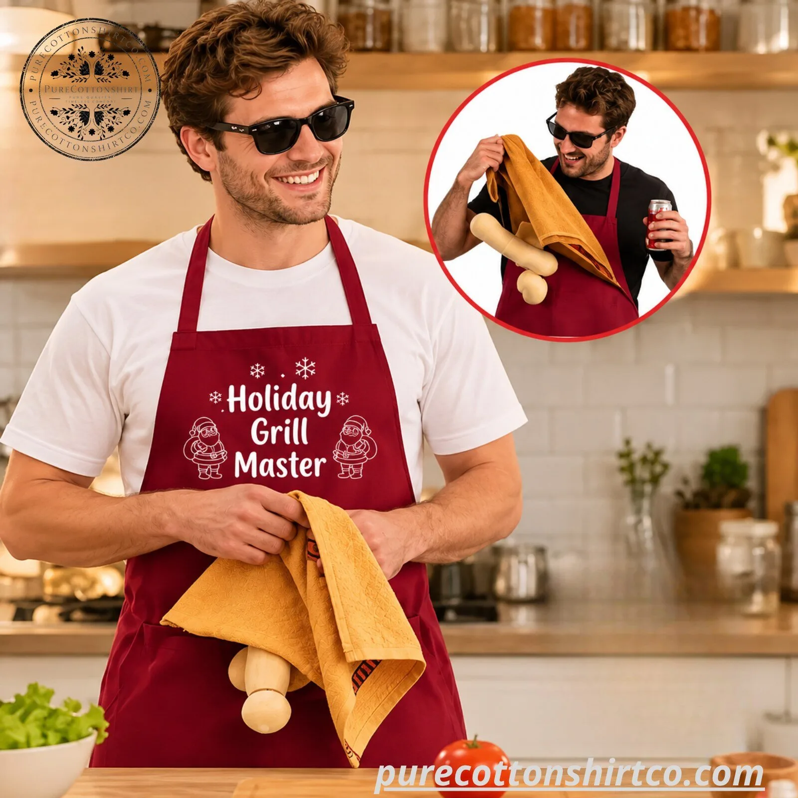 Funny Holiday Grill Master Kitchen BBQ Apron with Novelty Gag Prop 5 Funny Holiday Grill Master Kitchen BBQ Apron with Novelty Gag Prop