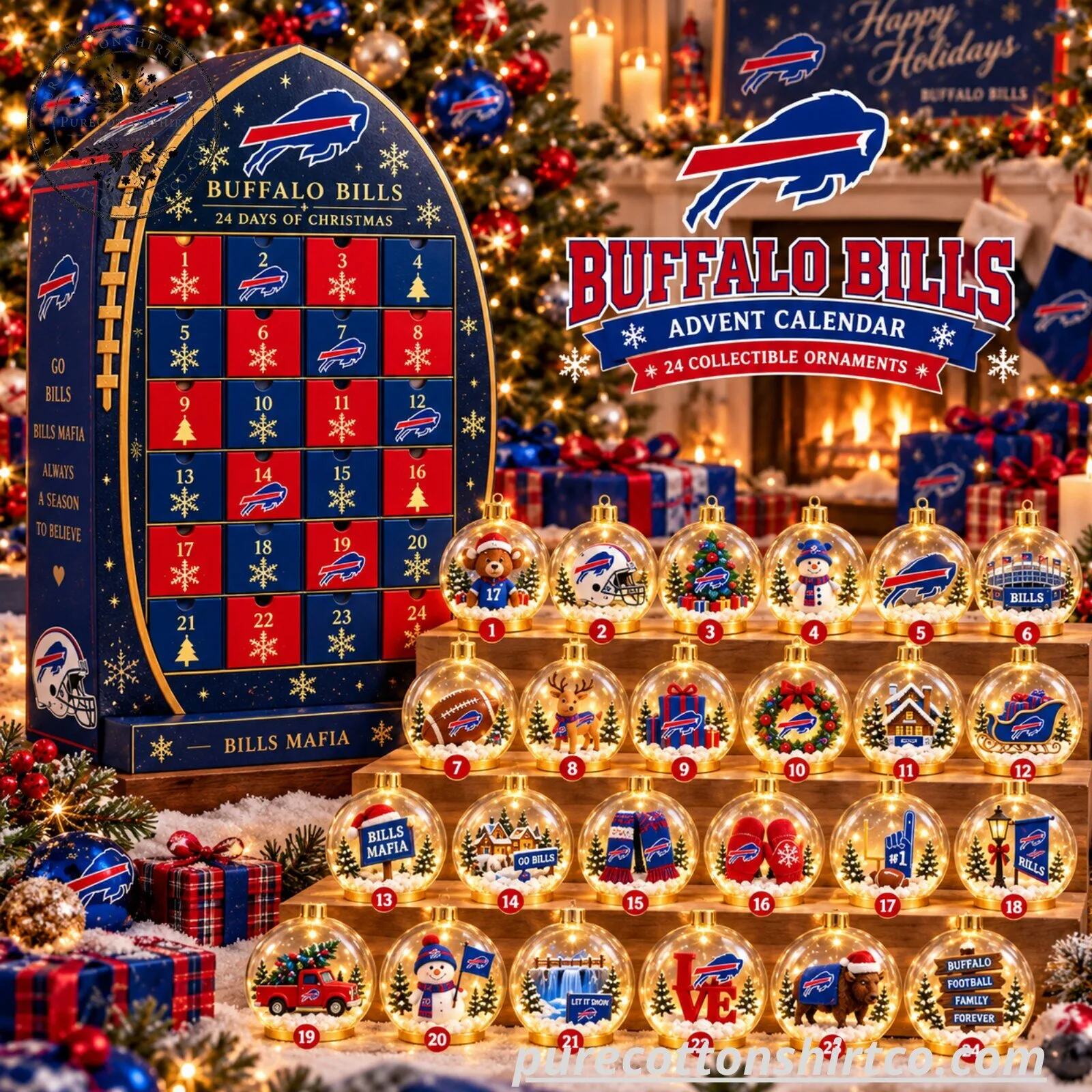 Buffalo Bills Advent Calendar 2026 – 24 Collectible Ornaments Christmas Countdown Box