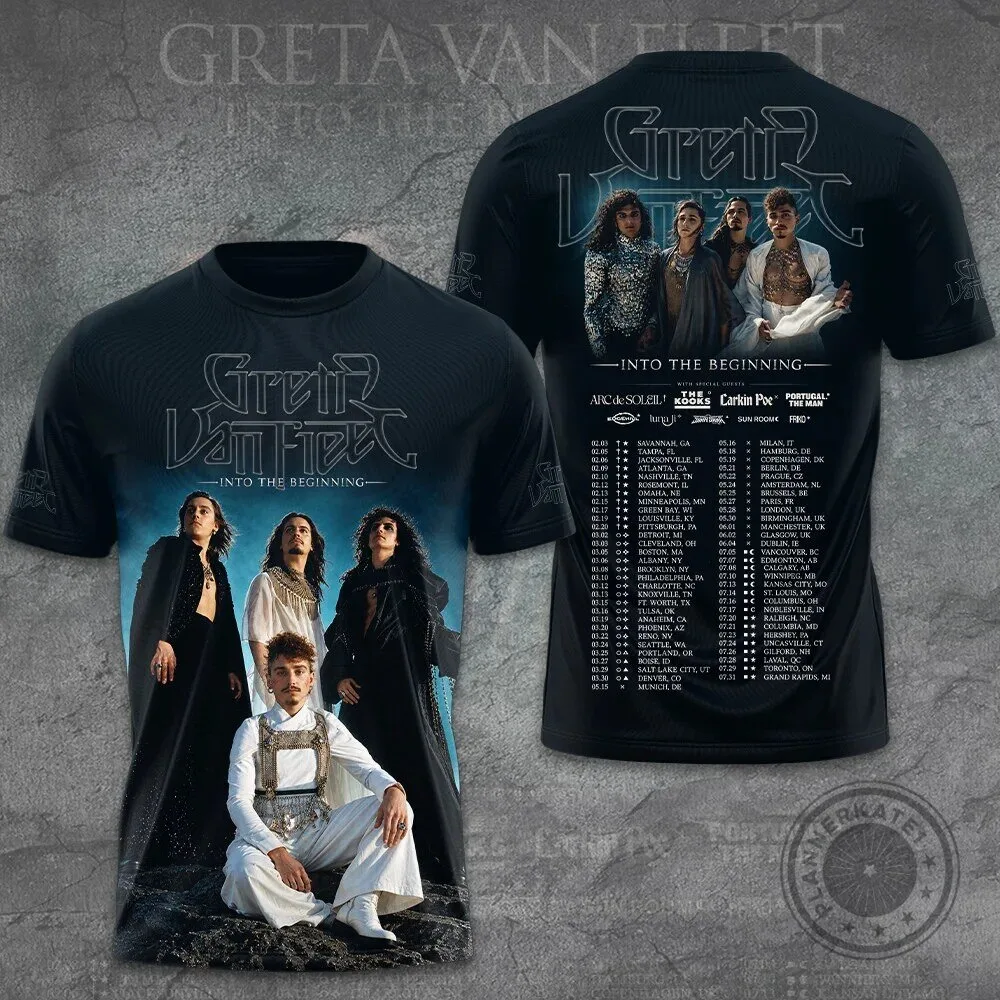 Greta Van Fleet Into The Beginning Tour 2027 Concert Band T-Shirt