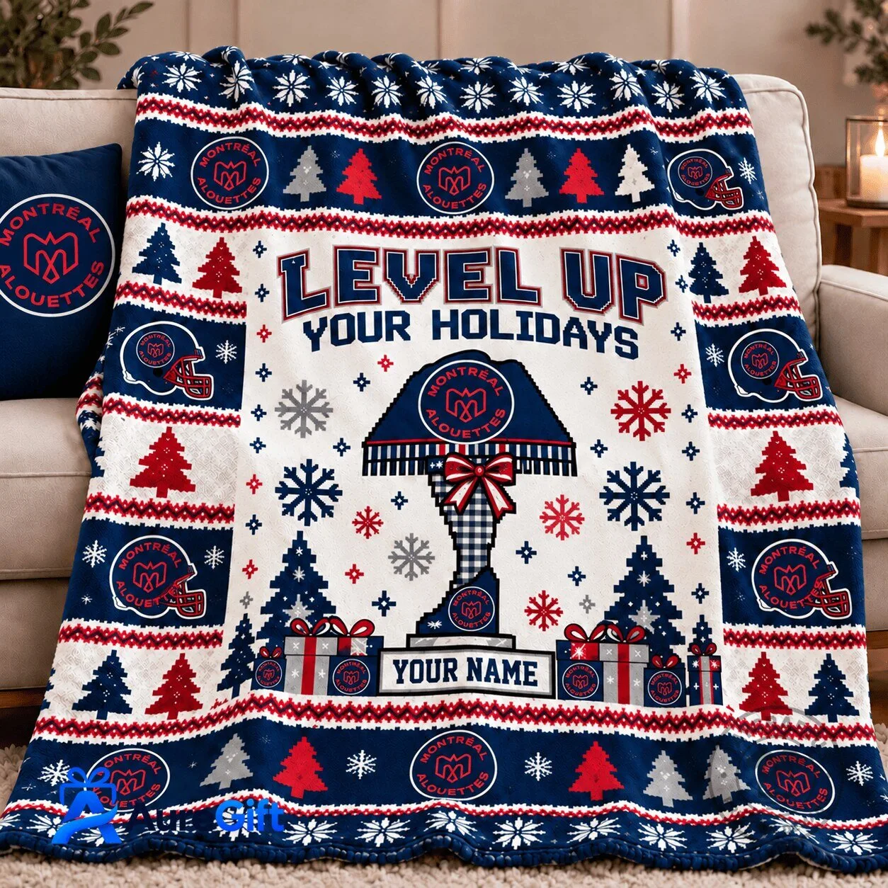 Montreal Alouettes Christmas Level Up Your Holidays Personalized Fleece Blanket 1 Montreal Alouettes Christmas Level Up Your Holidays Personalized Fleece Blanket