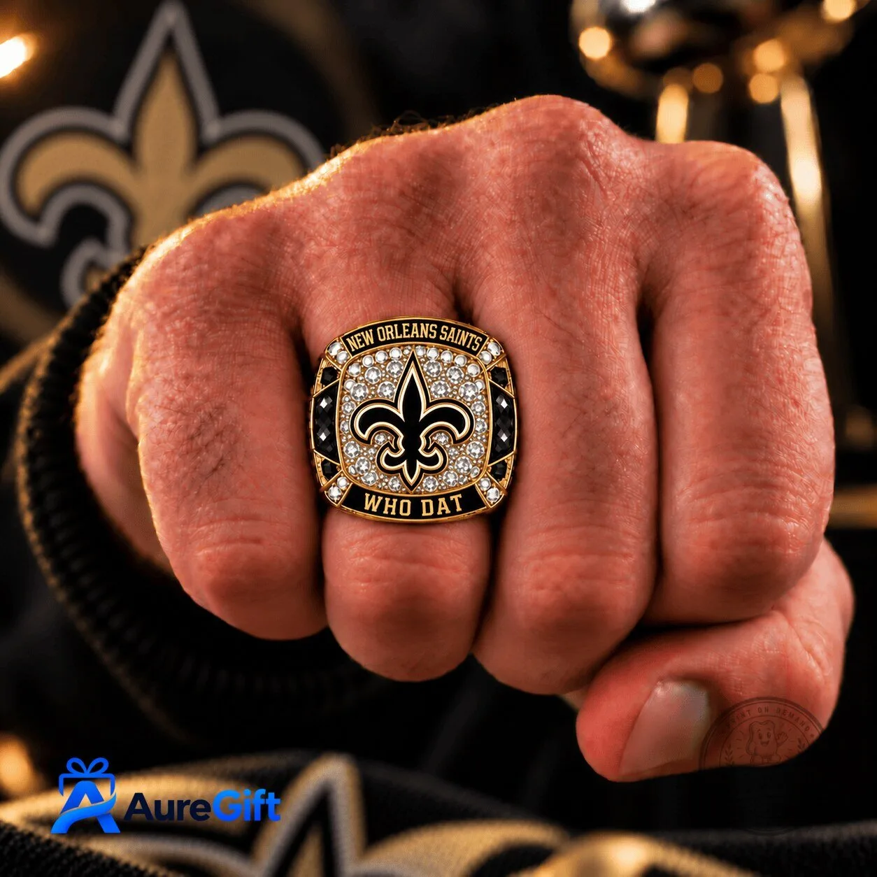 New Orleans Saints NFL Personalized Championship Ring with Diamonds 1 New Orleans Saints NFL Personalized Championship Ring with Diamonds