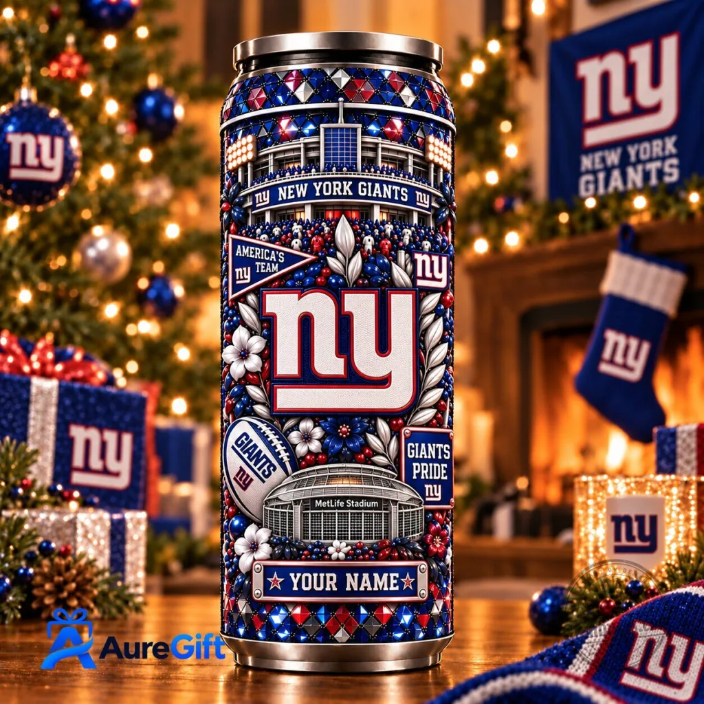 New York Giants NFL Personalized Christmas Can Tumbler New York Giants NFL Personalized Christmas Can Tumbler