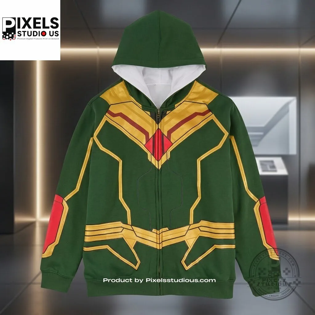 Marvel VisionQuest Vision Suit Reversible Zippered Hoodie 6 Marvel VisionQuest Vision Suit Reversible Zippered Hoodie 3D shirt or sports jersey with all-over print design