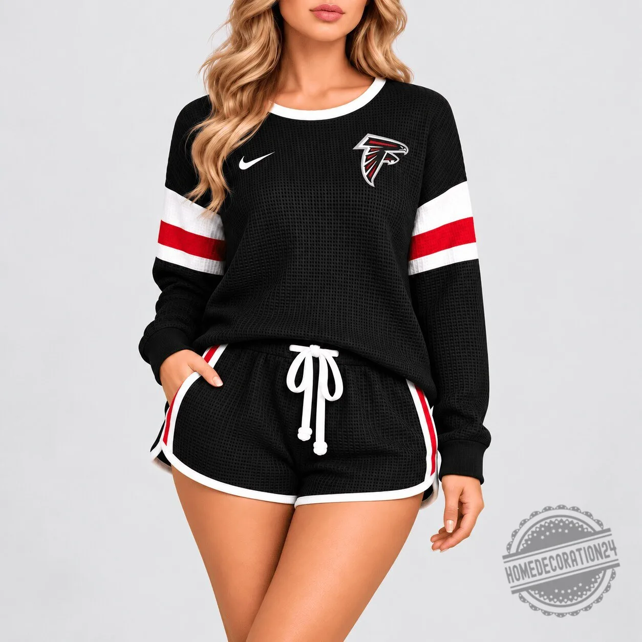Atlanta Falcons Nike Waffle Knit Long Sleeve Shirt and Shorts Set