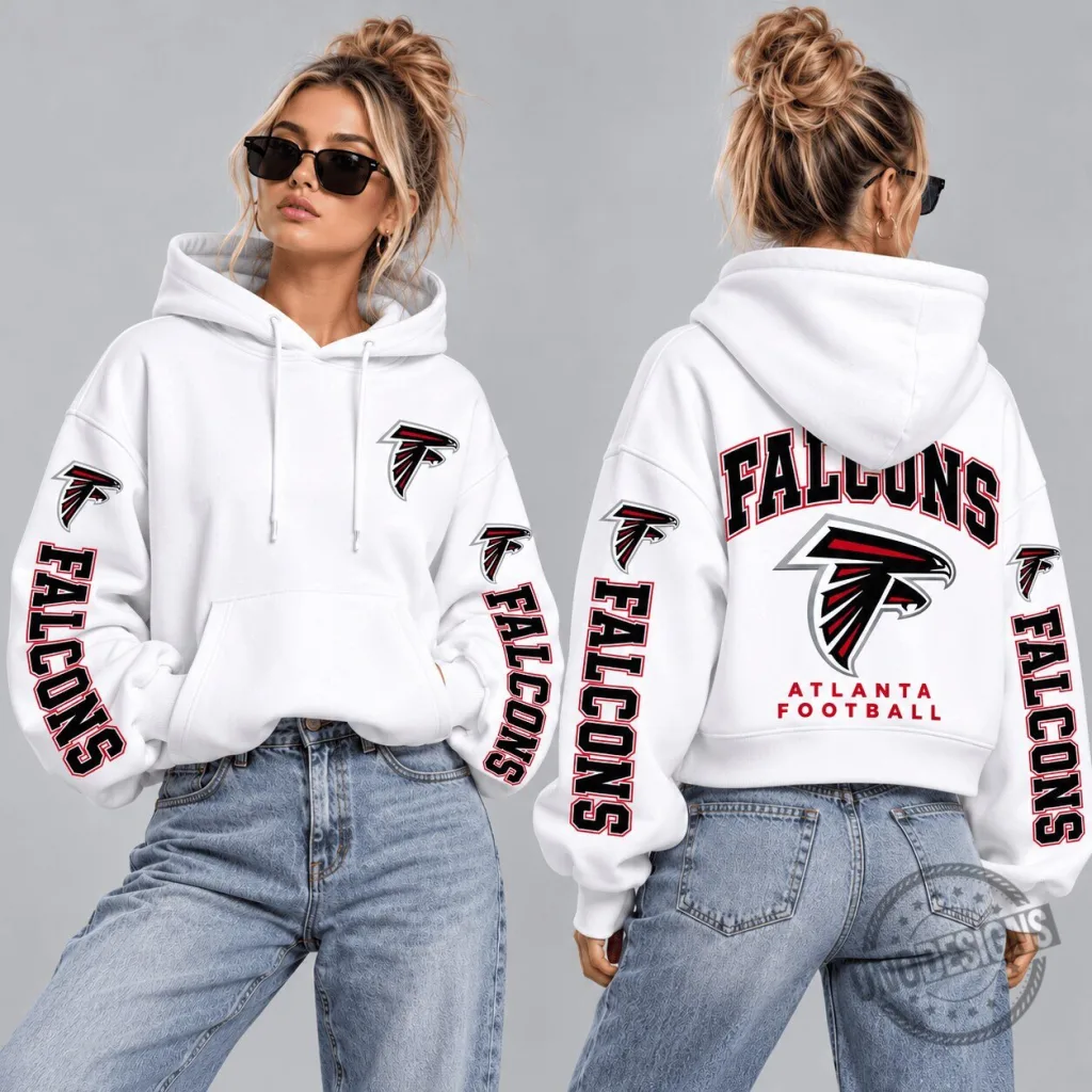 Atlanta Falcons Football Team Logo White Pullover Hoodie for Women 21 Atlanta Falcons Football Team Logo White Pullover Hoodie for Women