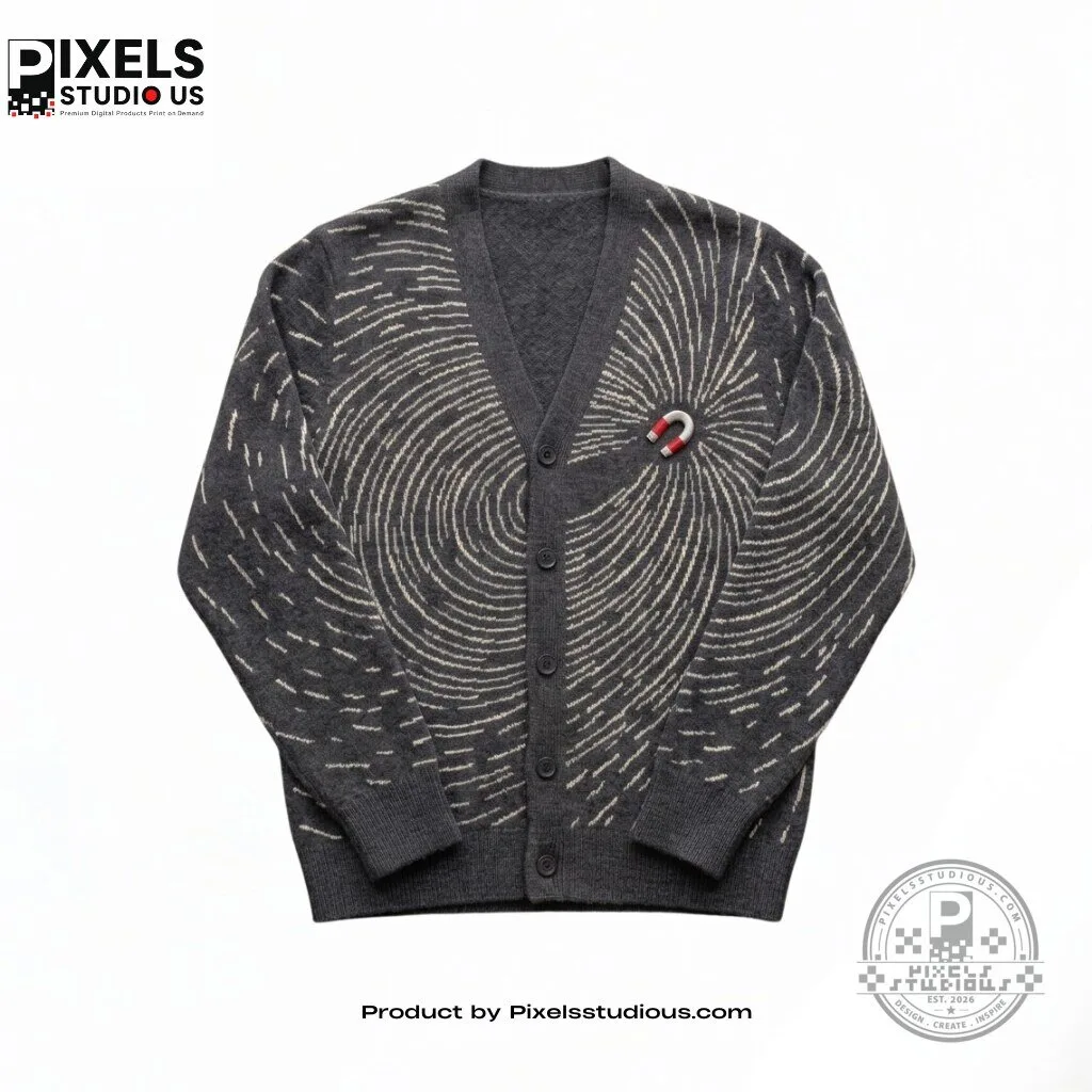 Magnetic Resonance Horseshoe Magnet Pattern Cardigan 4 Magnetic Resonance Horseshoe Magnet Pattern Cardigan 3D shirt or sports jersey with all-over print design