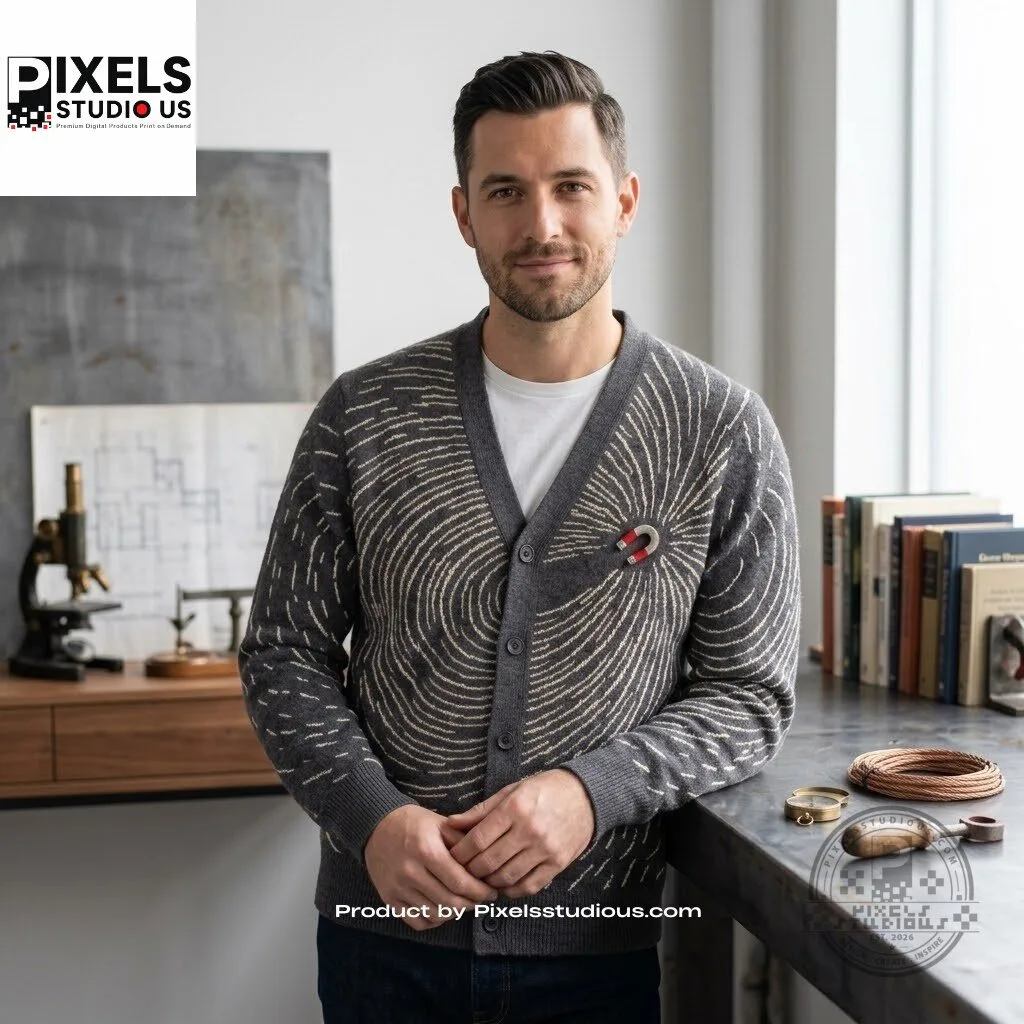 Magnetic Resonance Horseshoe Magnet Pattern Cardigan 6 Magnetic Resonance Horseshoe Magnet Pattern Cardigan 3D shirt or sports jersey with all-over print design