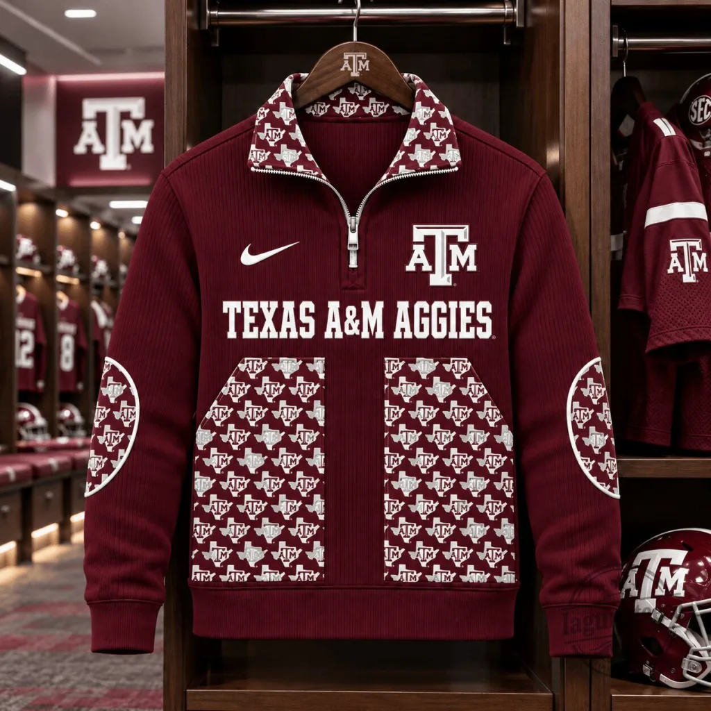Texas A&M Aggies NCAA Football Team Quarter-Zip Pullover Sweatshirt Texas A&M Aggies NCAA Football Team Quarter-Zip Pullover Sweatshirt