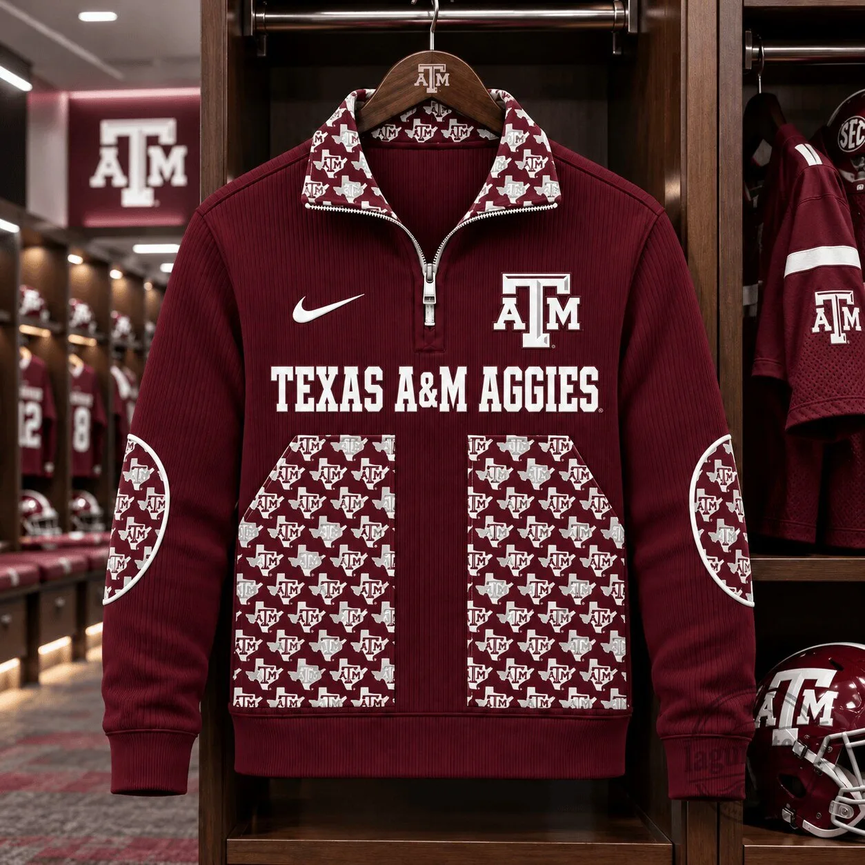 Texas A&M Aggies NCAA Football Team Quarter-Zip Pullover Sweatshirt