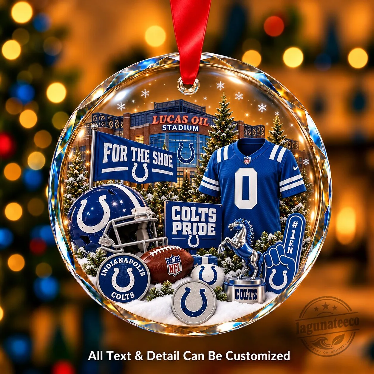 Indianapolis Colts Christmas Tree Ornament with Lucas Oil Stadium Design