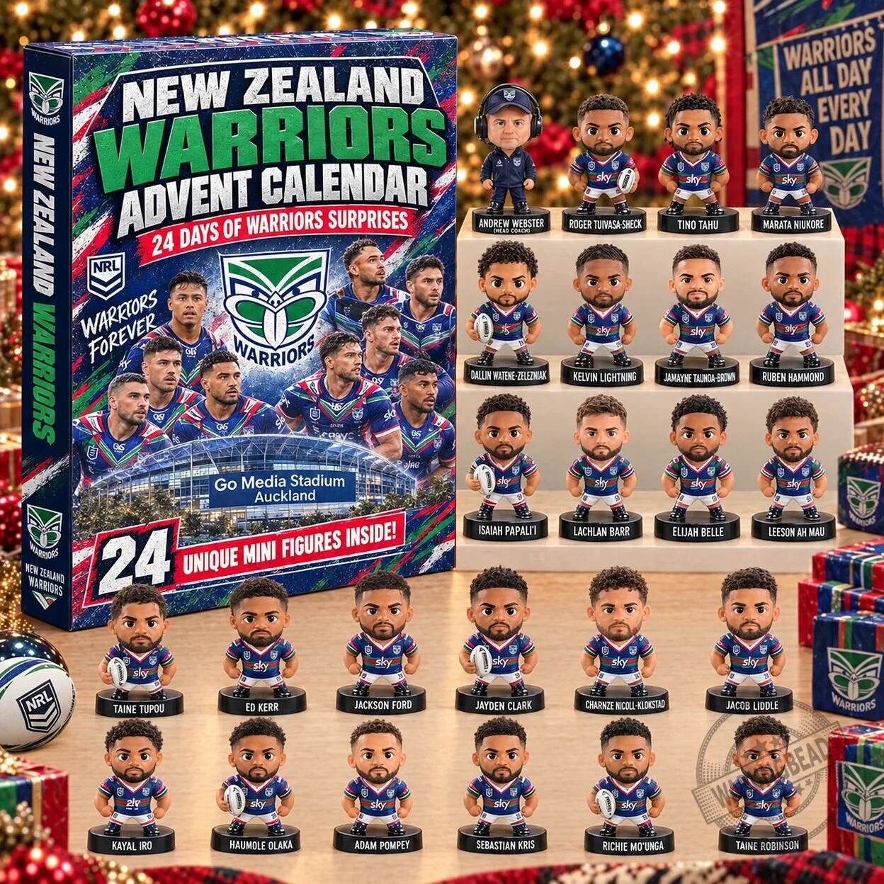 New Zealand Warriors Rugby Mini Figures Advent Calendar 24 Days of Surprises