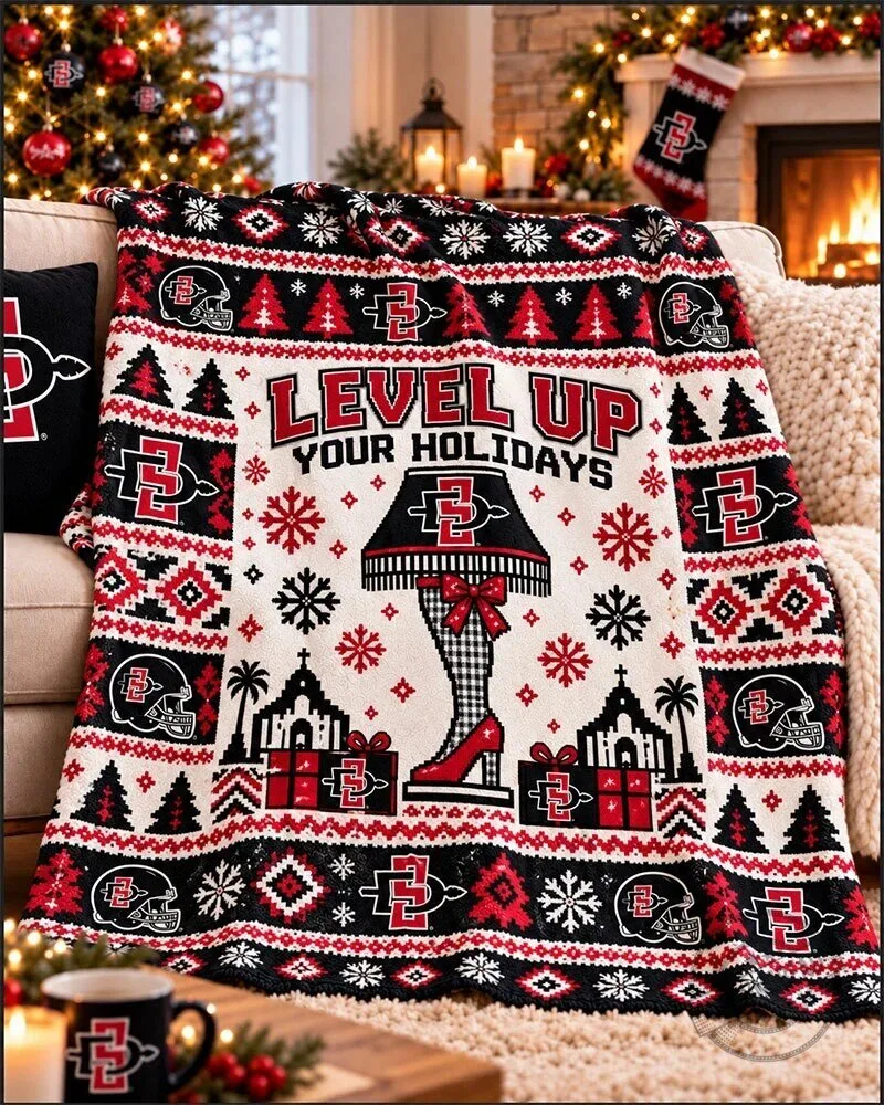 San Diego State Aztecs Level Up Your Holidays Christmas Flannel Blanket
