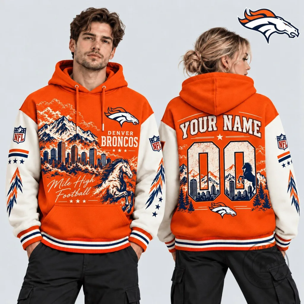 Denver Broncos Mile High Football Vintage Desert Custom Name Number Hoodie Denver Broncos Mile High Football Vintage Desert Custom Name Number Hoodie
