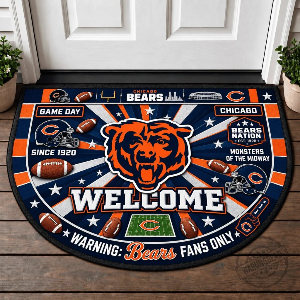 Chicago Bears NFL Football Welcome Doormat for Home Entryway Decor Chicago Bears NFL Football Welcome Doormat for Home Entryway Decor