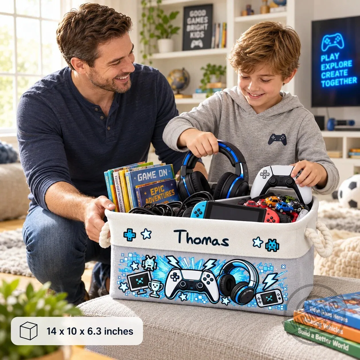 Personalized Gaming Controller Headset Kids Storage Basket 11 Personalized Gaming Controller Headset Kids Storage Basket