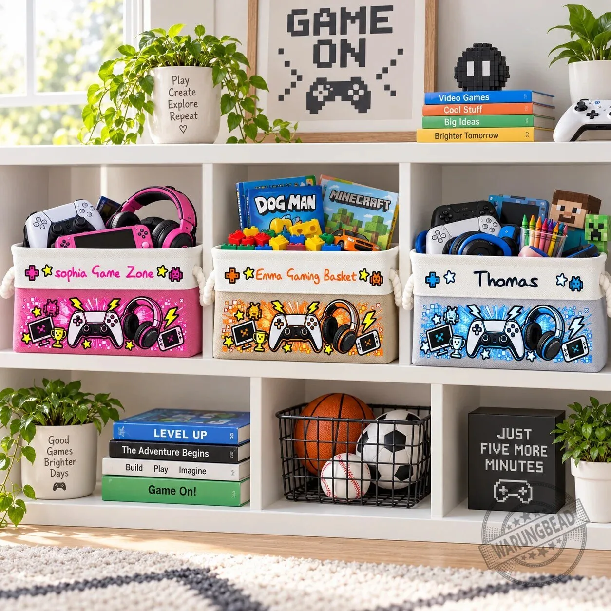 Personalized Gaming Controller Headset Kids Storage Basket 12 Personalized Gaming Controller Headset Kids Storage Basket
