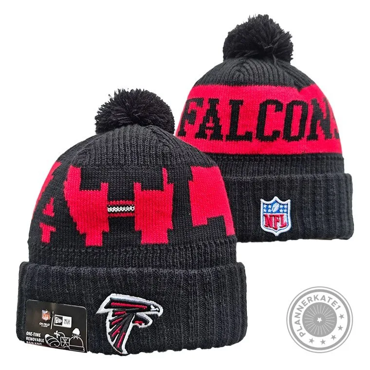 Atlanta Falcons Black and Red Knit Beanie Hat with Pom Pom
