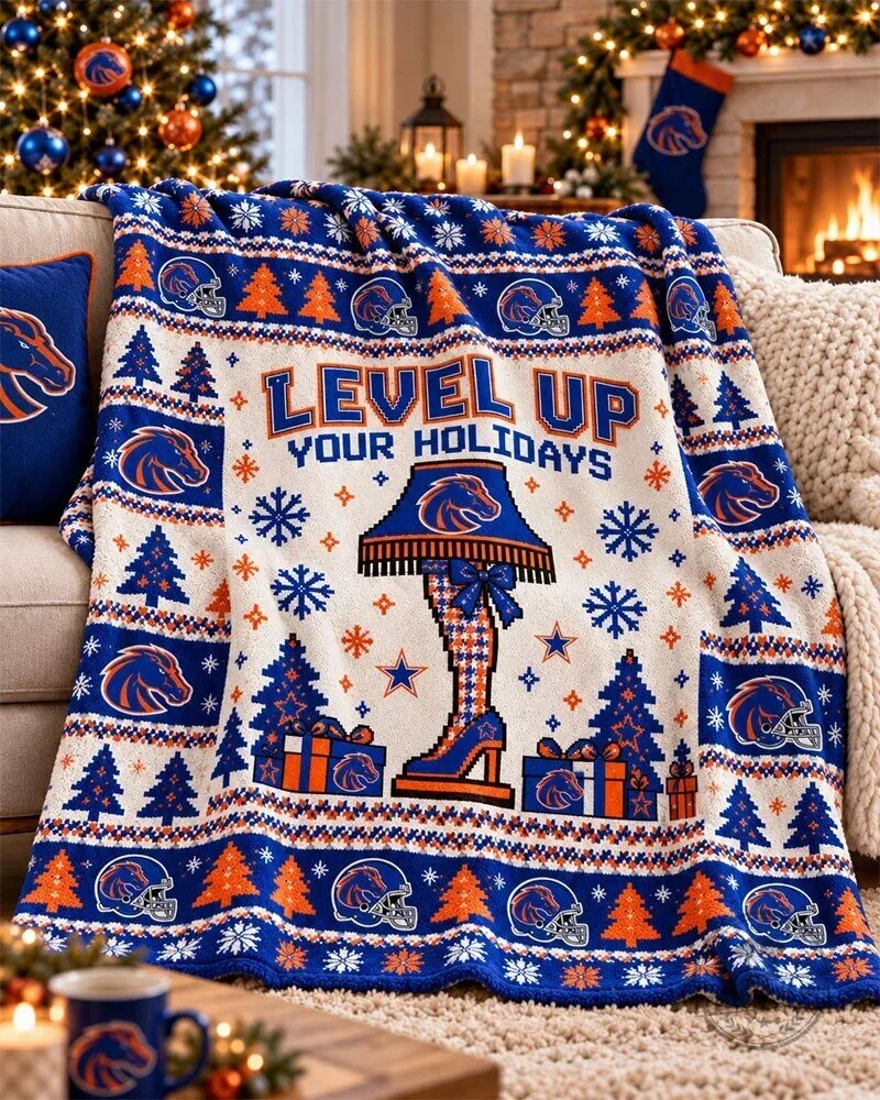 Boise State Broncos Level Up Your Holidays Christmas Holiday Blanket