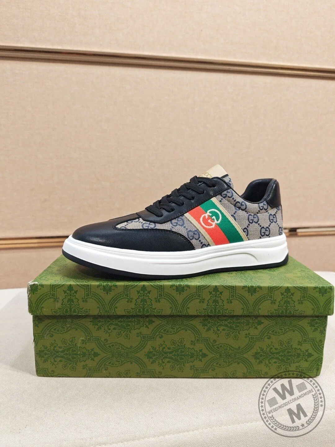 Gucci Interlocking G Logo Stripe Black Leather Fashion Sneakers 7 Gucci Interlocking G Logo Stripe Black Leather Fashion Sneakers