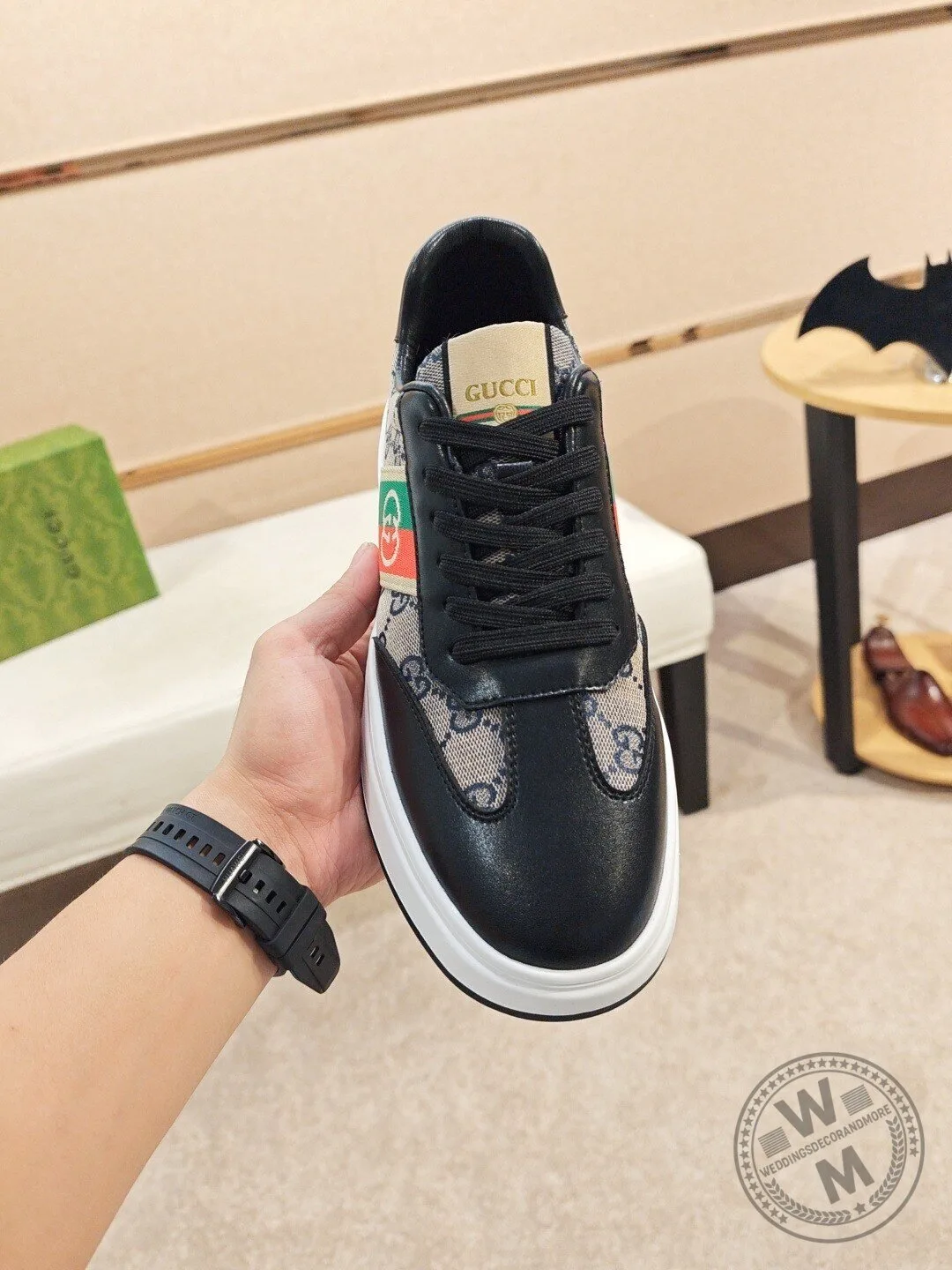 Gucci Interlocking G Logo Stripe Black Leather Fashion Sneakers 8 Gucci Interlocking G Logo Stripe Black Leather Fashion Sneakers