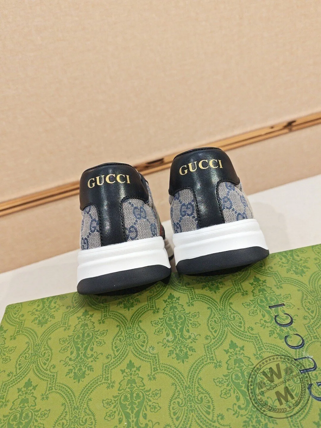 Gucci Interlocking G Logo Stripe Black Leather Fashion Sneakers 9 Gucci Interlocking G Logo Stripe Black Leather Fashion Sneakers