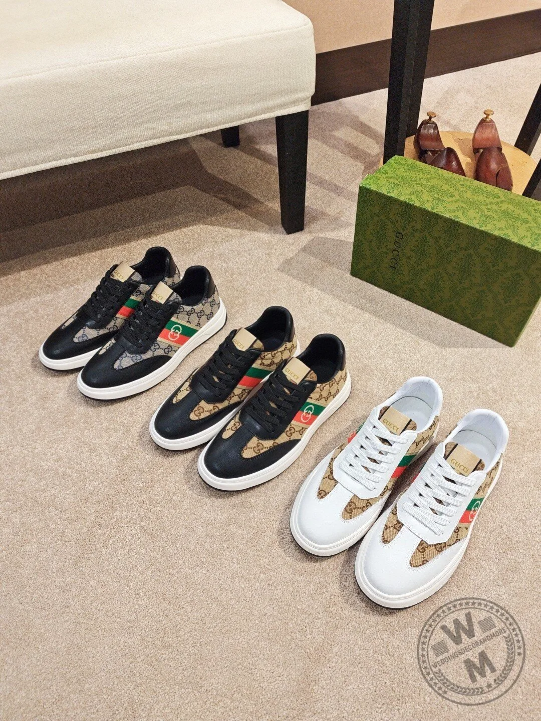 Gucci Interlocking G Logo Stripe Black Leather Fashion Sneakers 10 Gucci Interlocking G Logo Stripe Black Leather Fashion Sneakers