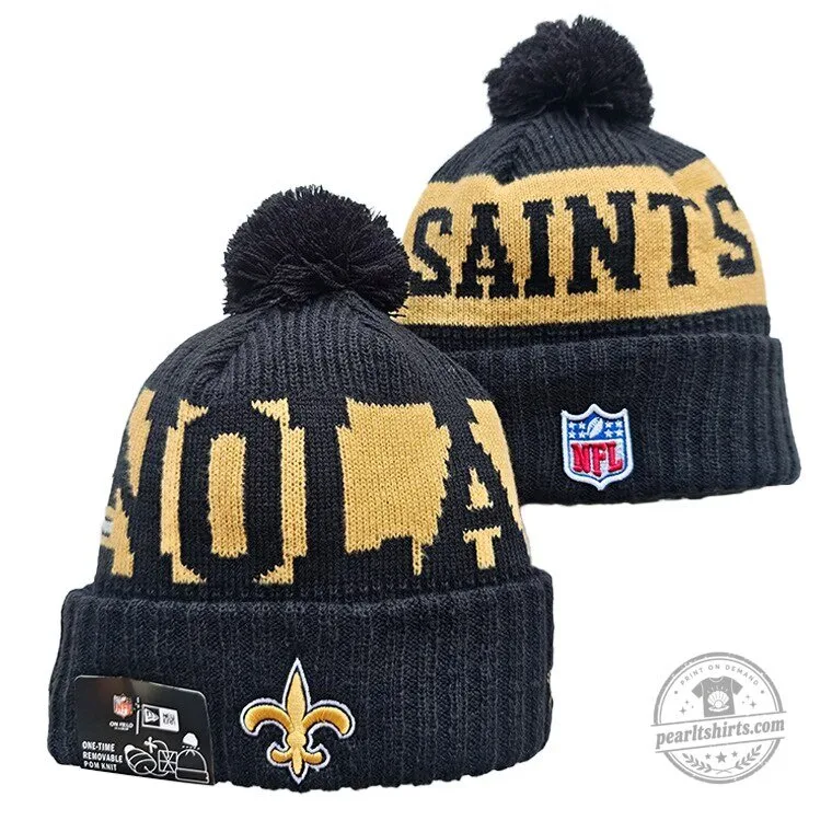 New Orleans Saints National Football League Black Gold Knit Pom Beanie Hat