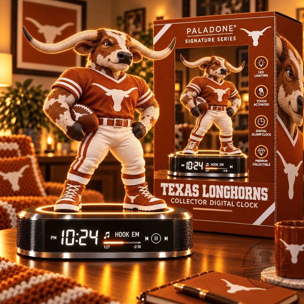 Texas Longhorns College Football Team Digital Alarm Clock with Music Player