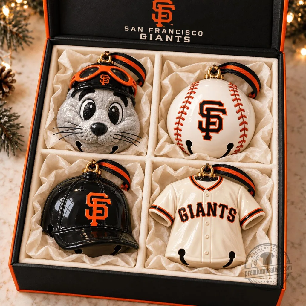 San Francisco Giants Baseball Team Christmas Holiday Ornament Set San Francisco Giants Baseball Team Christmas Holiday Ornament Set