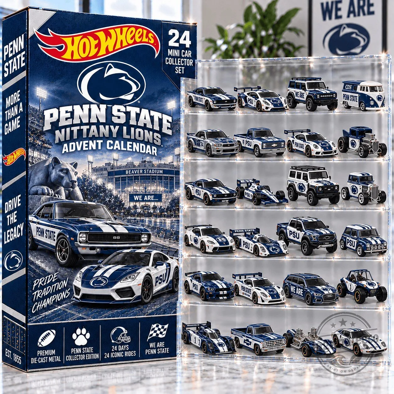 Penn State Nittany Lions Hot Wheels 24 Mini Car Collector Set Advent Calendar