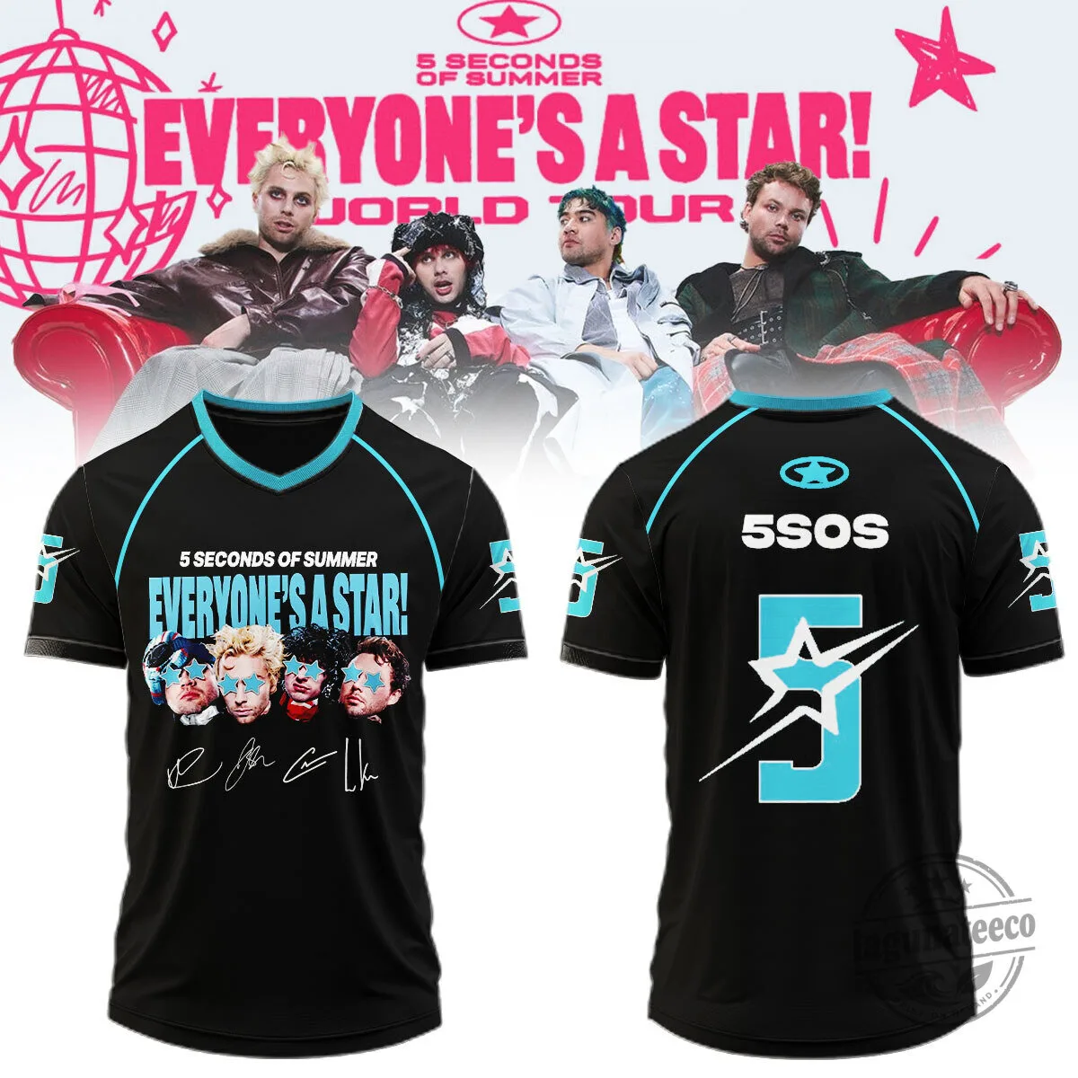 5 Seconds of Summer Everyone's a Star World Tour Signature Black Jersey