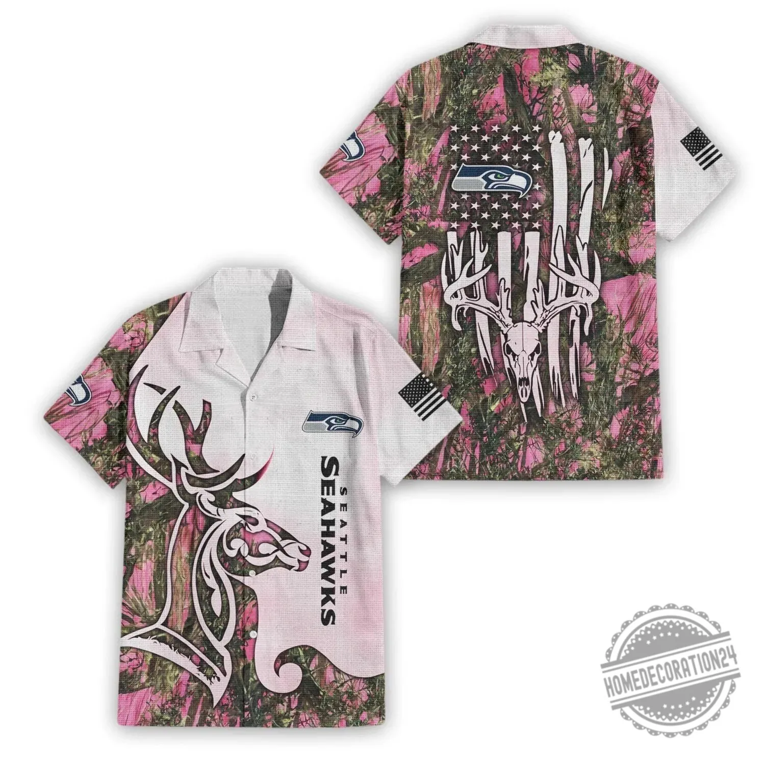 Seattle Seahawks Deer Hunting Camouflage Hawaiian Shirt