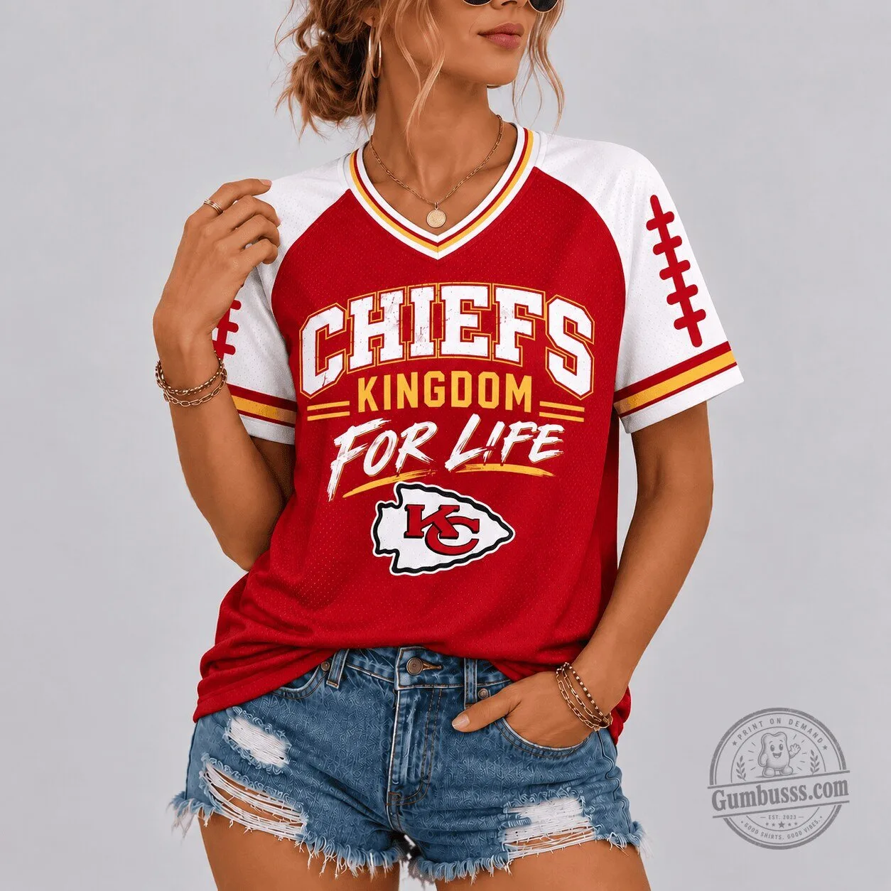 Kansas City Chiefs Kingdom For Life Football Team Fan V-Neck Jersey 1 Kansas City Chiefs Kingdom For Life Football Team Fan V-Neck Jersey