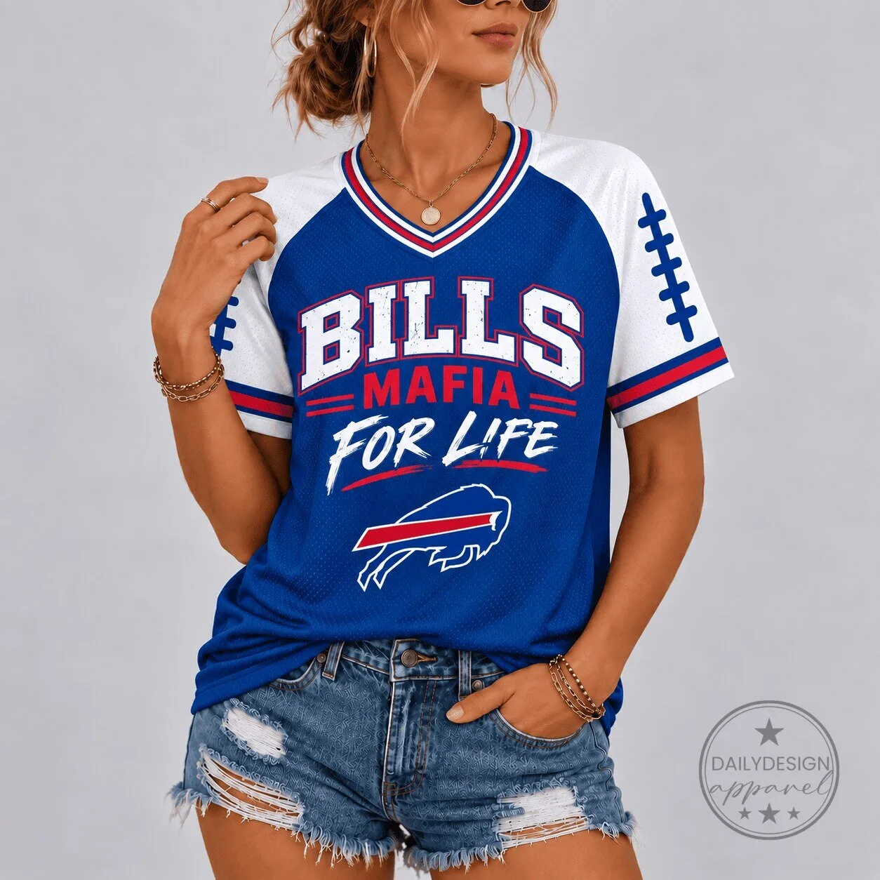 Buffalo Bills Mafia For Life Football Team Fan V-Neck Jersey