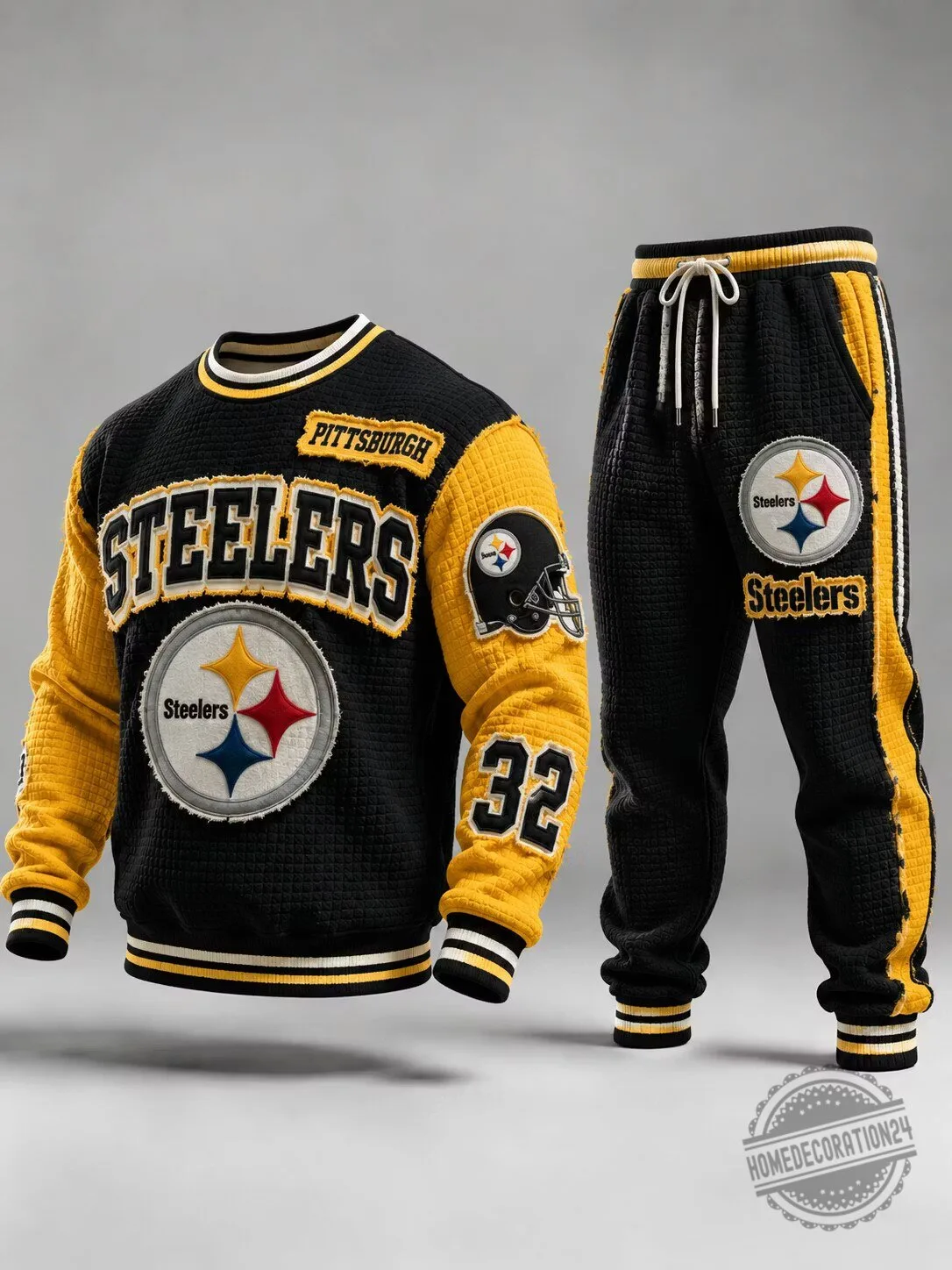 Pittsburgh Steelers Vintage Football Team Black and Yellow Hoodie Sweat Set