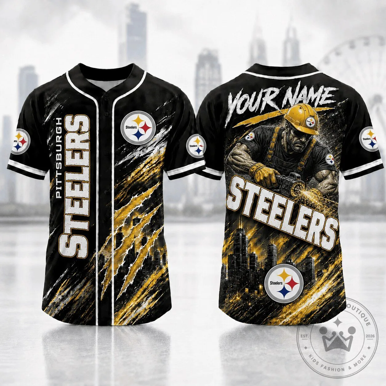 Pittsburgh Steelers Personalized Football Baseball Jersey for Men