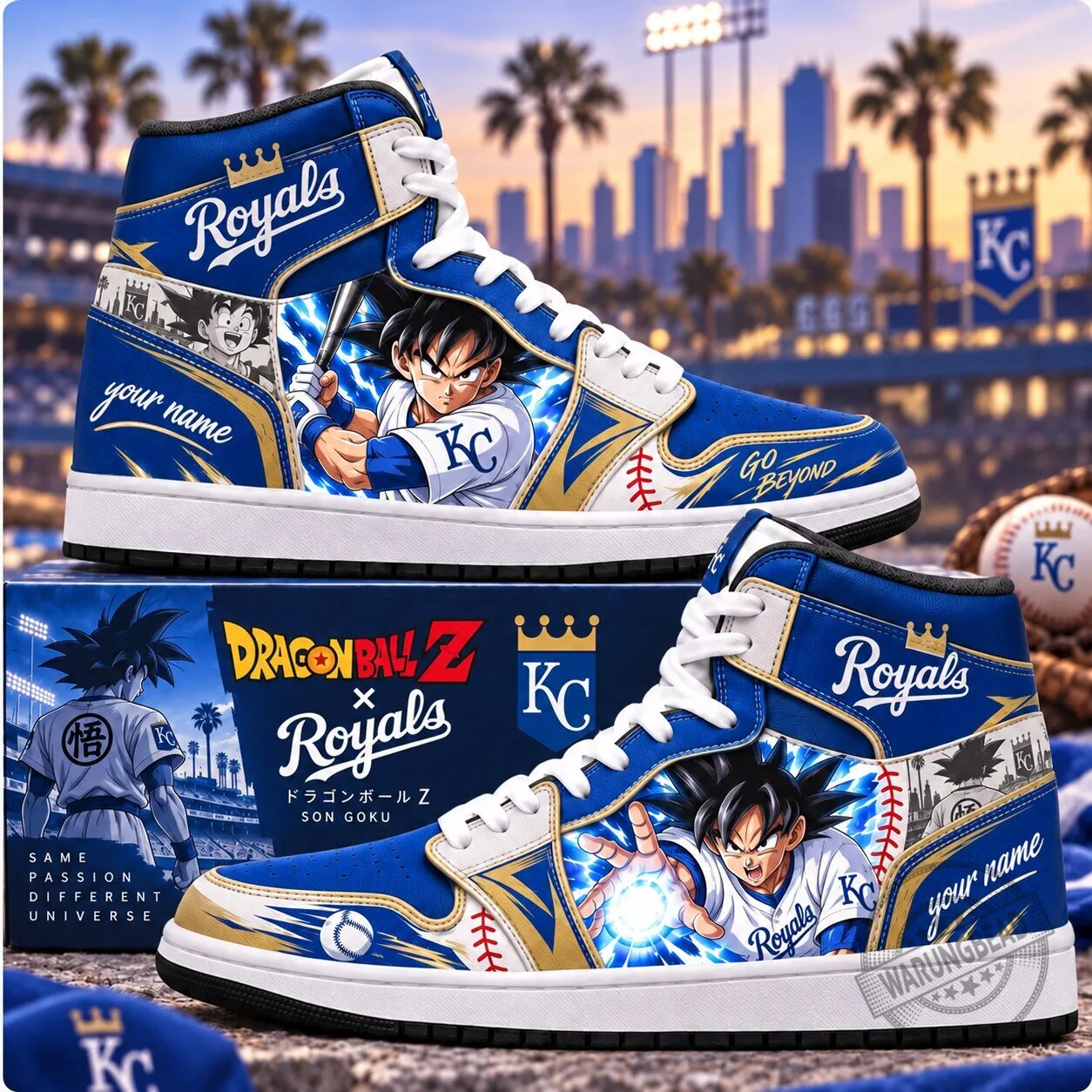 Kansas City Royals MLB Baseball Son Goku Dragon Ball Z Custom Fan Shoes