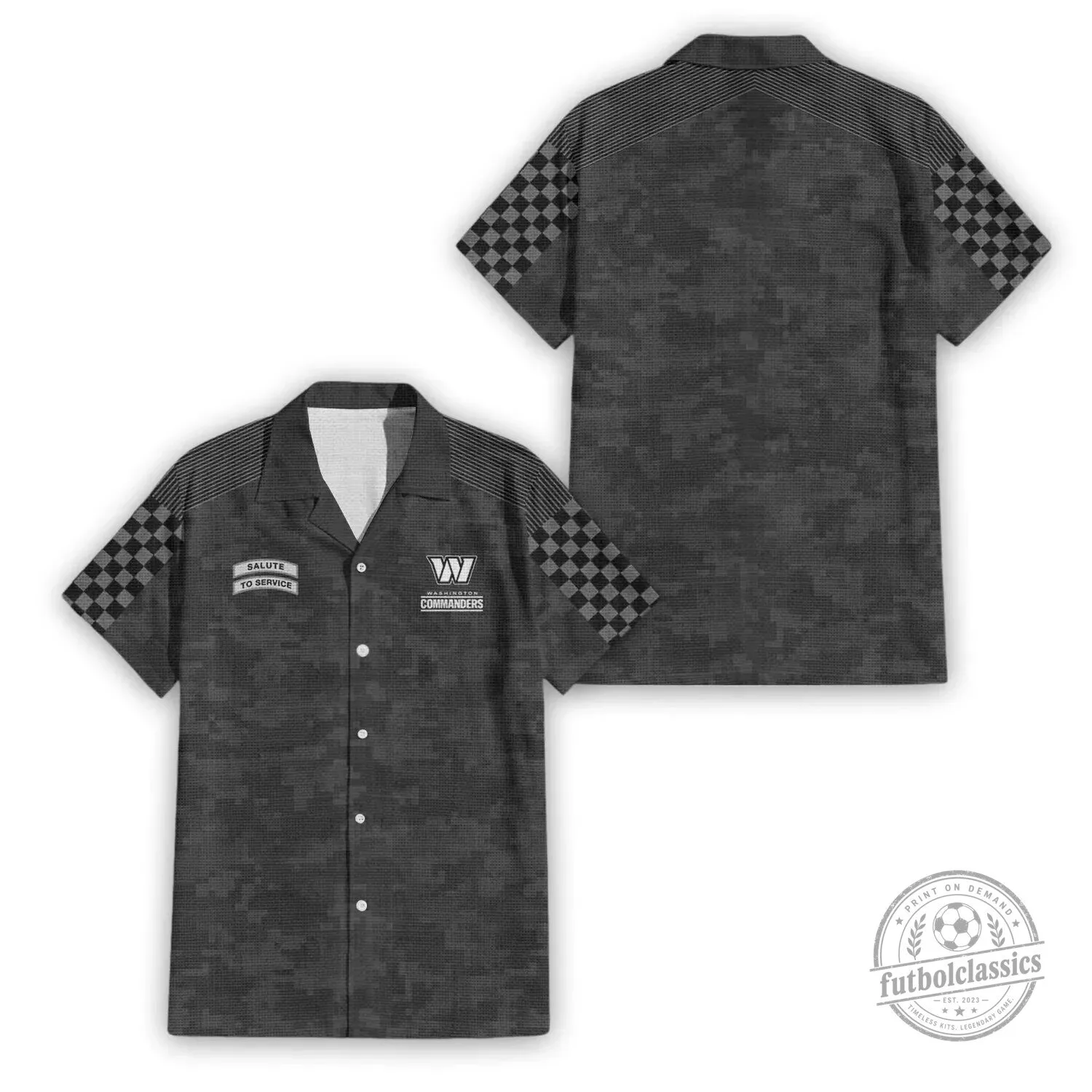 Digital Camouflage Hawaiian Shirt from Washington Commanders Salute To Service Collection