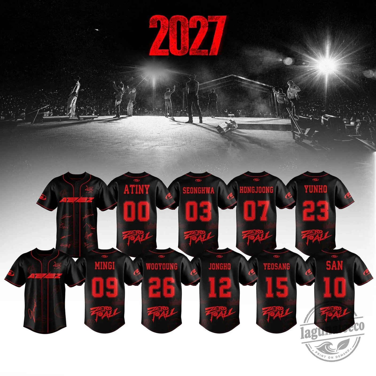 Ateez Zero Fever Part 1 K-Pop Concert Baseball Jersey