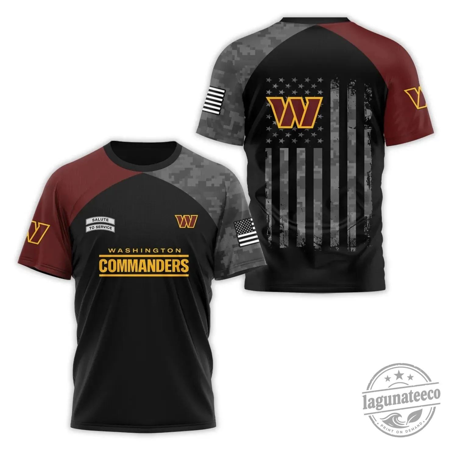 Washington Commanders Salute To Service Black Digital Camouflage T-Shirt