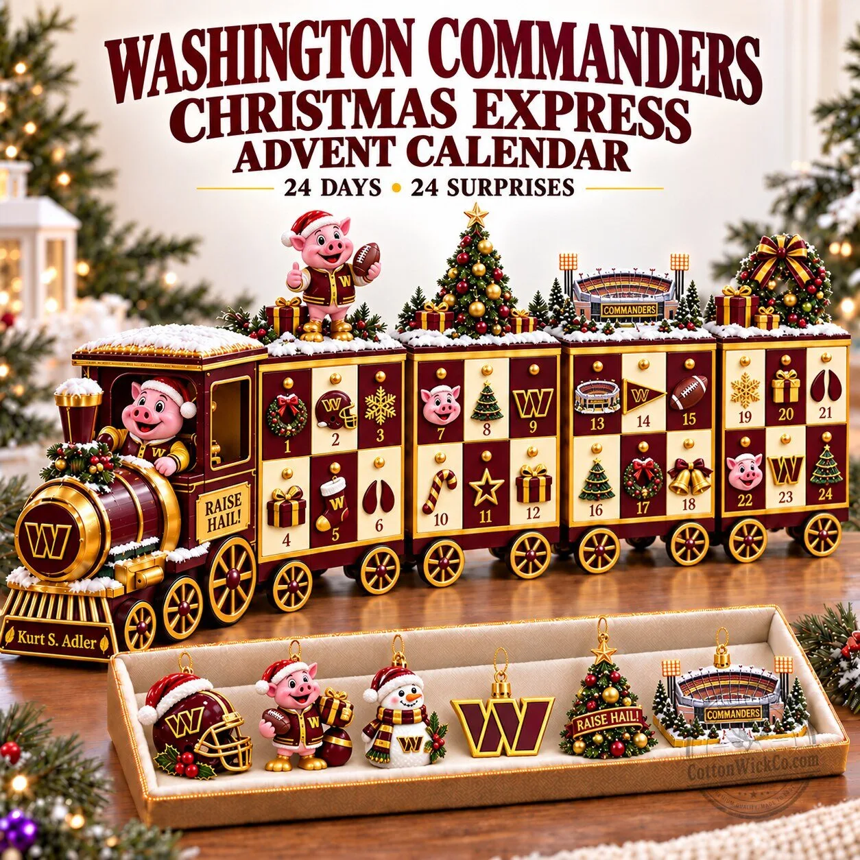 Washington Commanders Christmas Express 24-Day Advent Calendar with Ornaments