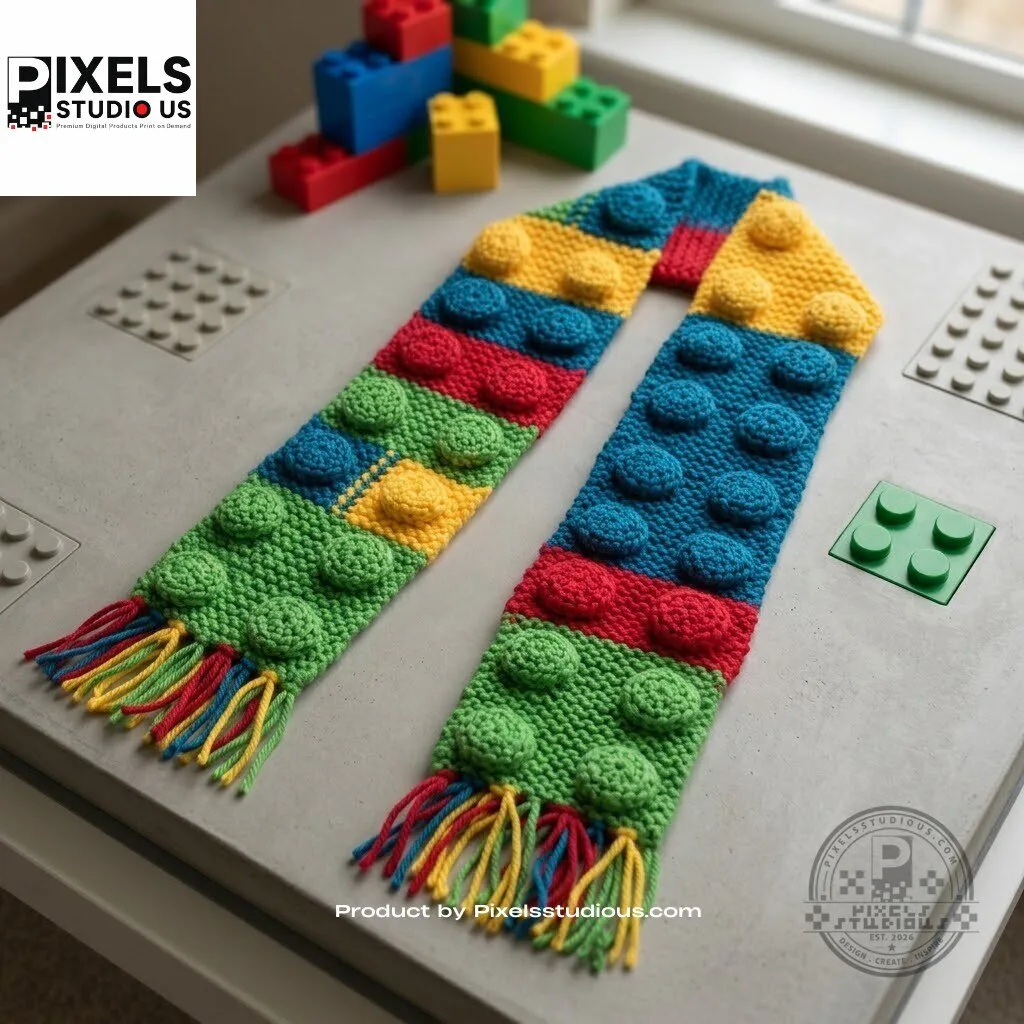Knitting Lego Building Blocks Scarf 6 Knitting Lego Building Blocks Scarf 3D shirt or sports jersey with all-over print design