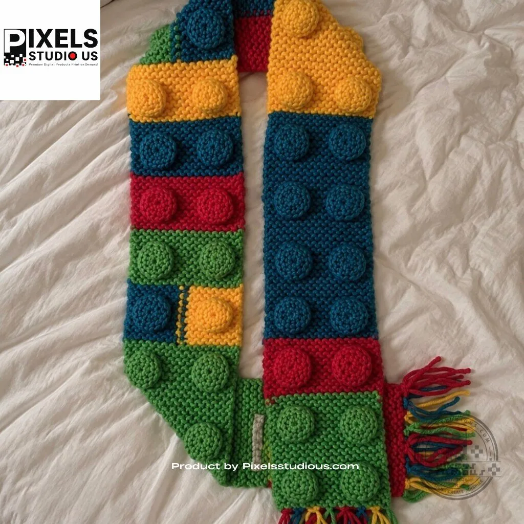 Knitting Lego Building Blocks Scarf 9 Knitting Lego Building Blocks Scarf 3D shirt or sports jersey with all-over print design