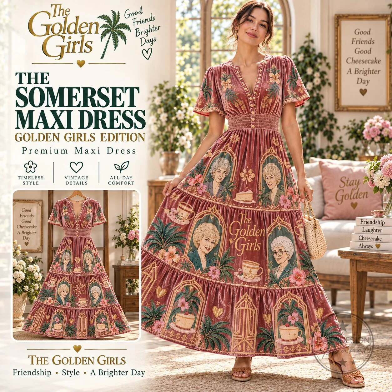 The Golden Girls Somerset Maxi Dress Premium Velvet Edition