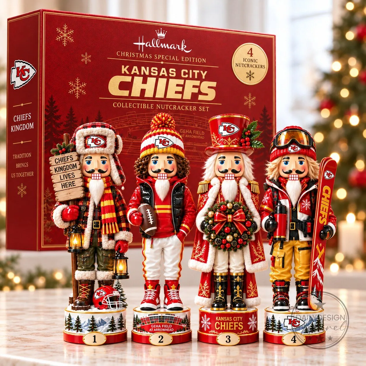 Kansas City Chiefs Christmas Collectible Nutcracker Set