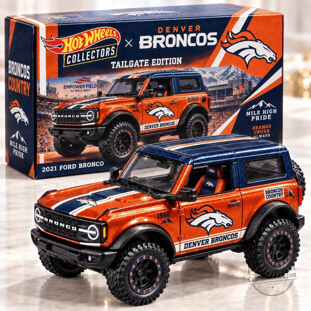 Hot Wheels Denver Broncos Tailgate Edition 2021 Ford Bronco Collector Vehicle Hot Wheels Denver Broncos Tailgate Edition 2021 Ford Bronco Collector Vehicle