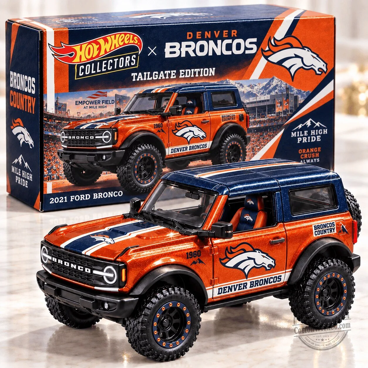 Hot Wheels Denver Broncos Tailgate Edition 2021 Ford Bronco Collector Vehicle