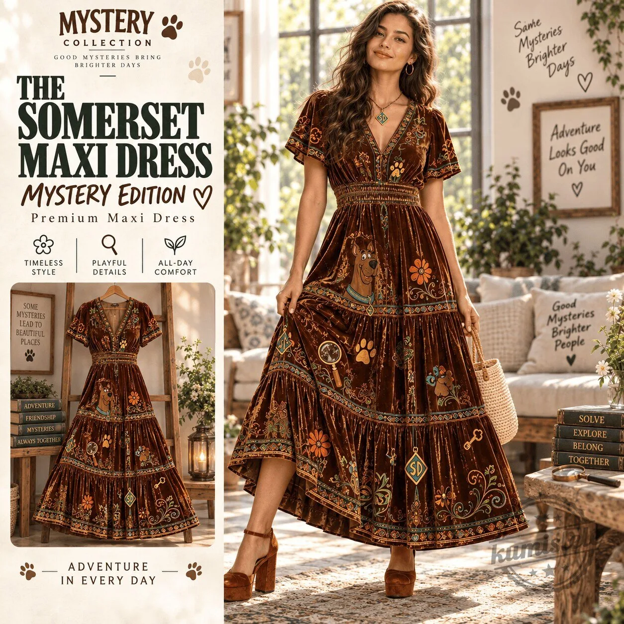 Scooby Doo Mystery Machine Velvet Maxi Dress for Women