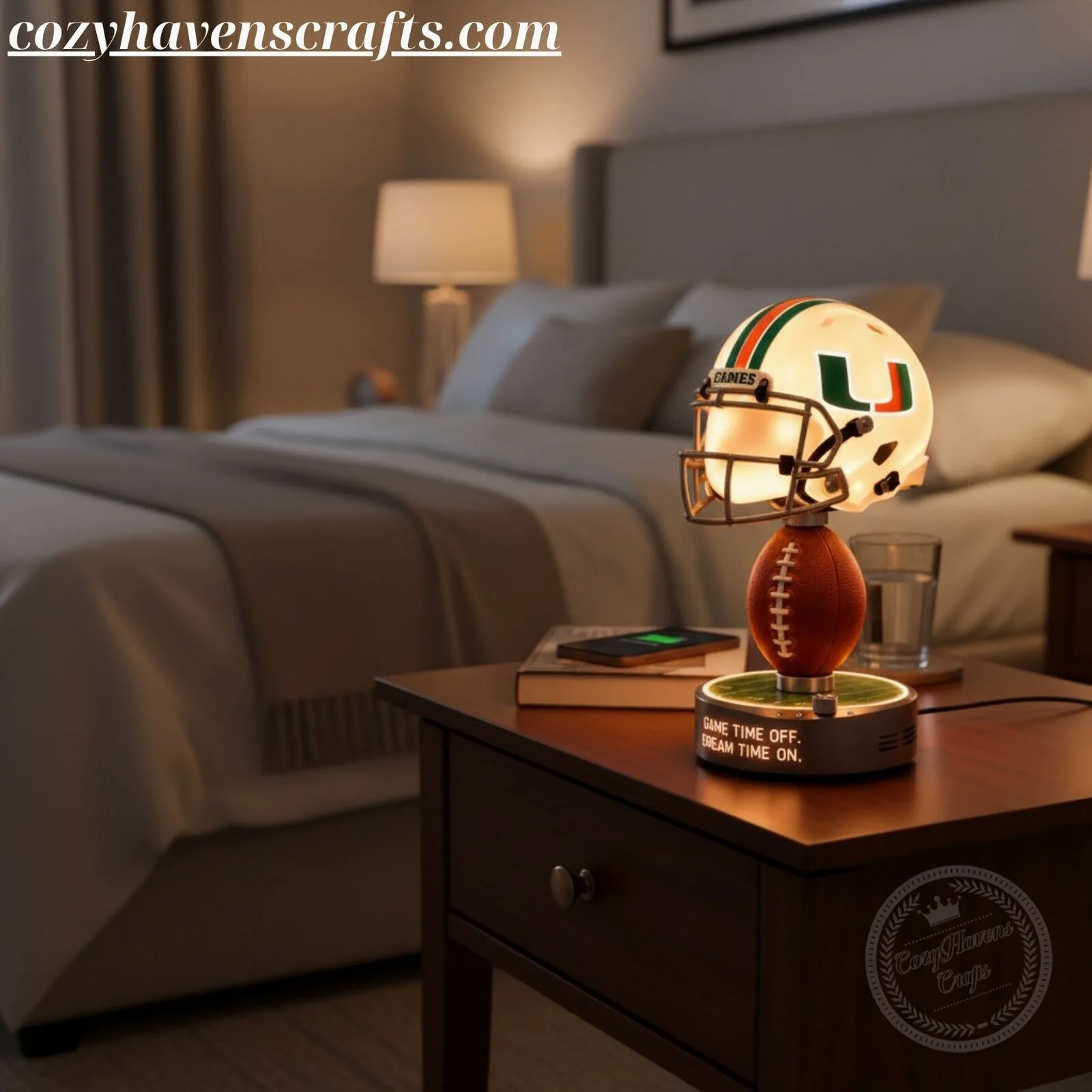 Miami Hurricanes Football Helmet Table Lamp - NCAA Glowing Night Light