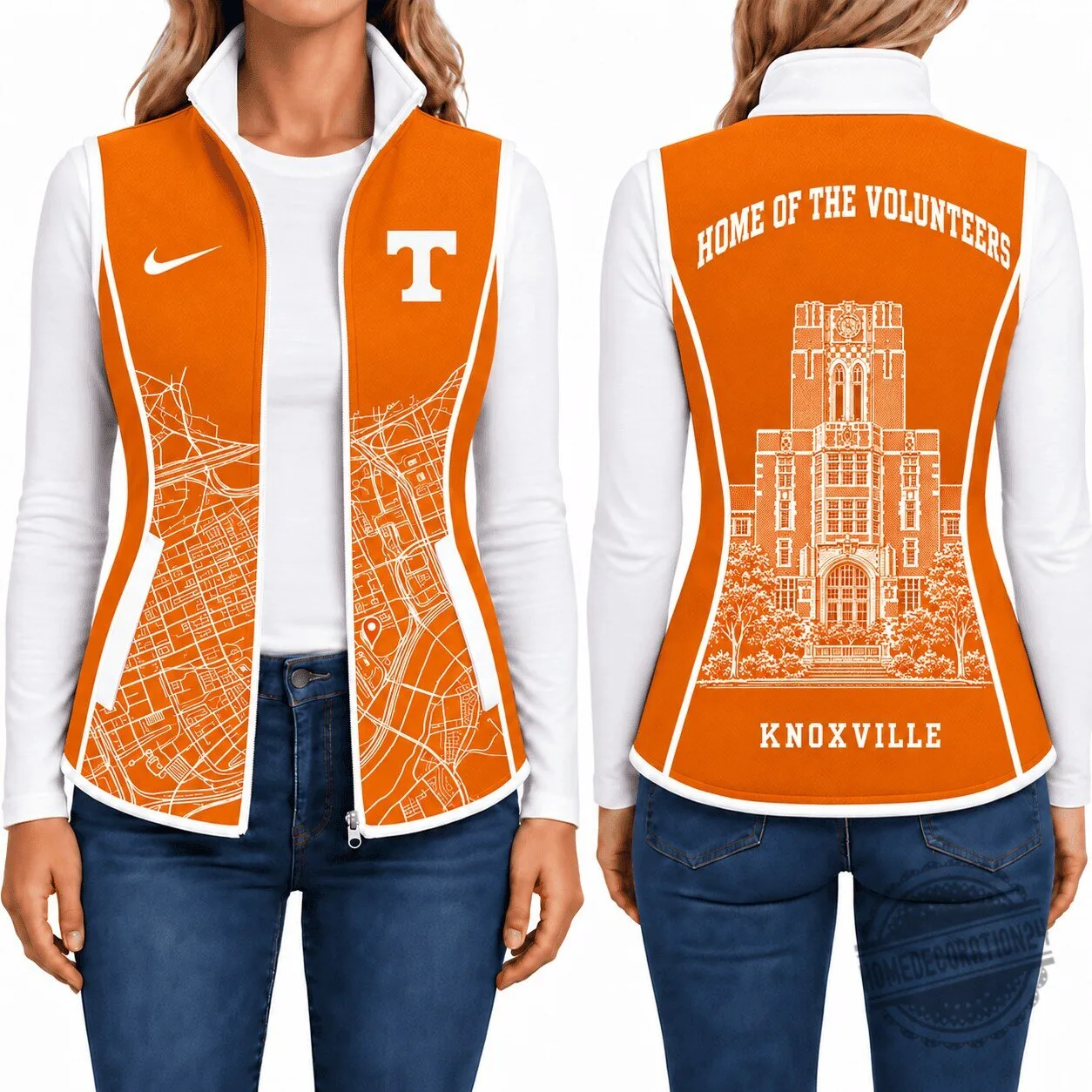 Tennessee Volunteers Women's Full-Zip Orange Fleece Vest Jacket